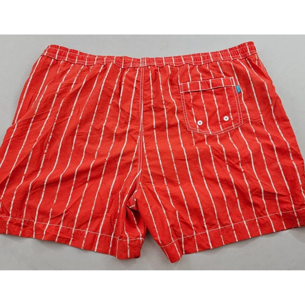 Tommy Bahama Relax Mens 2XL Swim Trunks Red White Striped Nylon Board Shorts